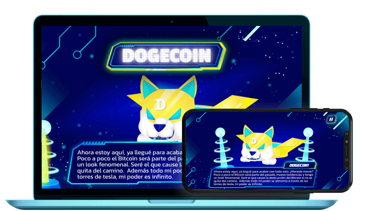 Captura de pantalla del personaje Dogecoin del juego gratis para pc Coins invaders